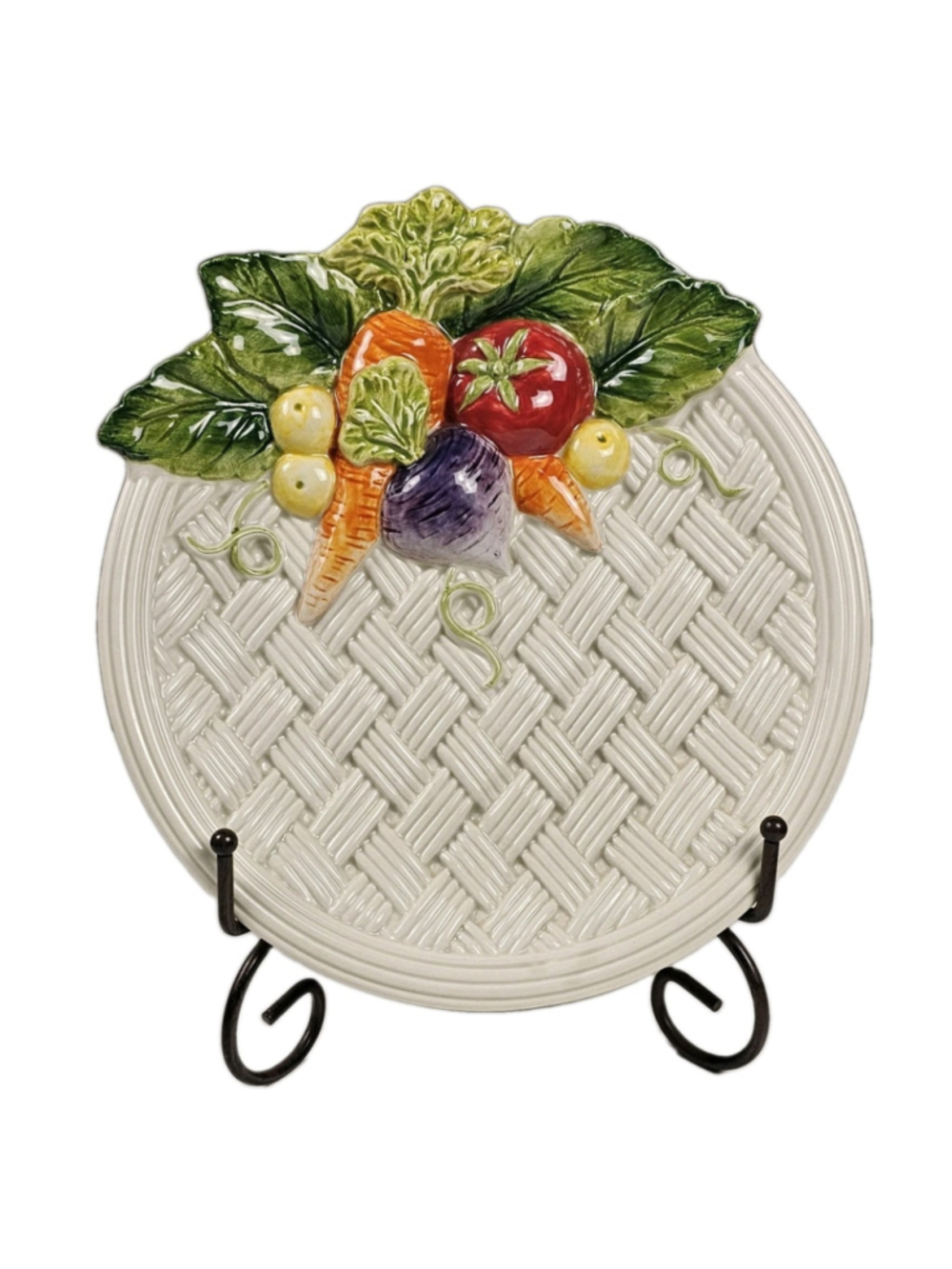 Vintage 1995 Fitz and Floyd Vegetable Garden Basket Canape Plate Excellent